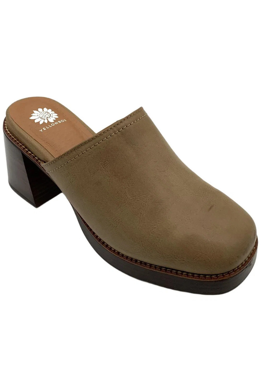 Yellow Box Women's Ivaria Slip-On Block Heel Platform Clog Taupe - Medium